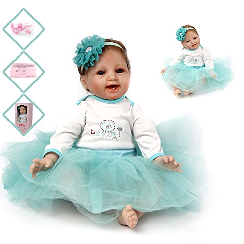 ZIYIUI Muñeca Reborn 55 cm 22 Pulgadas Bebe Reborn de Silicona Real Suave Vinilo Realistic Recién Nacido Bebé Muñeco Juguetes Regalode Los Niños Reborn Dolls