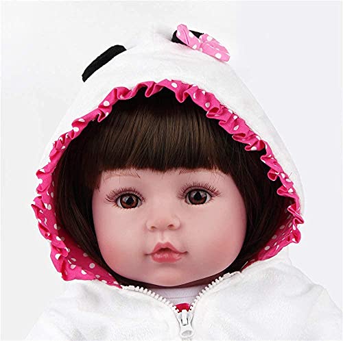 ZIYIUI Muñecas Bebe Reborn Niña Realista Vinilo Silicona Pelo Largo Muñecos Reborn Baby Dolls Chica Niños Juguetes Panda Outfit 20 Pulgadas