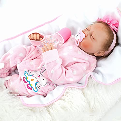 ZIYIUI Muñecas Reborn Niña 55cm 22 Pulgadas Suave de Silicona Vinilo Bebé Reborn Niña Hecho a Mano Recién Nacido Dormida Niña Regalos de Cumpleanos Reborn Dolls