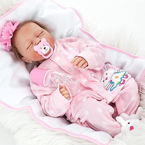 ZIYIUI Muñecas Reborn Niña 55cm 22 Pulgadas Suave de Silicona Vinilo Bebé Reborn Niña Hecho a Mano Recién Nacido Dormida Niña Regalos de Cumpleanos Reborn Dolls