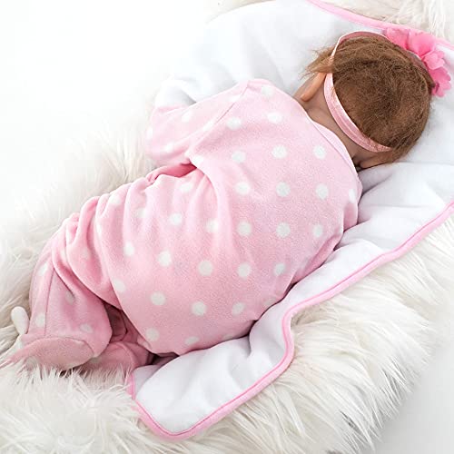 ZIYIUI Muñecas Reborn Niña 55cm 22 Pulgadas Suave de Silicona Vinilo Bebé Reborn Niña Hecho a Mano Recién Nacido Dormida Niña Regalos de Cumpleanos Reborn Dolls