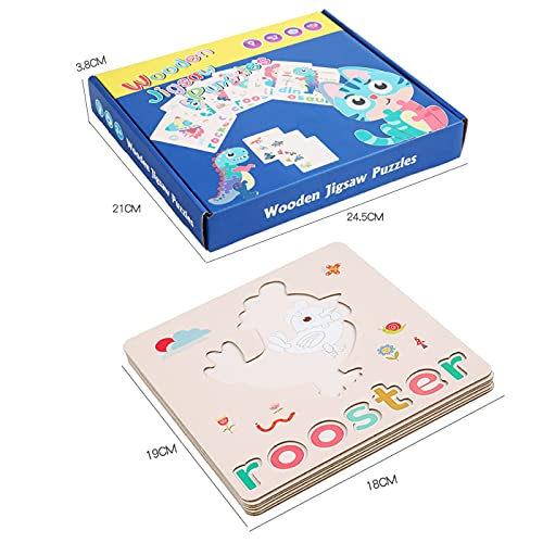 Zuzer Rompecabezas de Madera para Niños,Puzzle de Madera Animales Juguetes Montessori de Madera Juguetes Educativos Madera Rompecabezas para Bebes 2 3 4 Años(Lettres et Puzzles d'animaux)